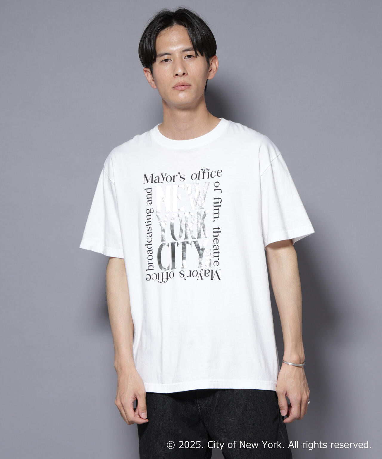 別注GOOD ROCK SPEED NYC シルバー箔プリントTシャツ 6685224209