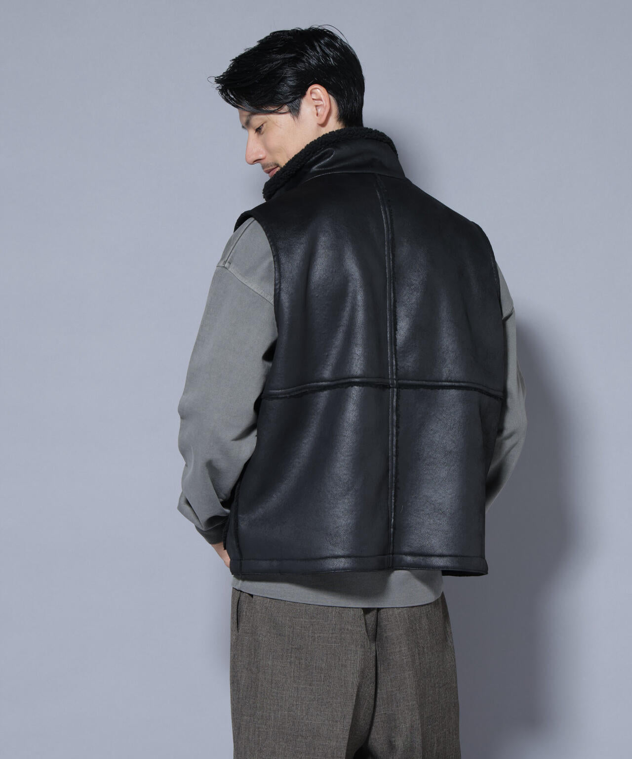 クラックフェイクムートンリバーシブルベスト 6685225203