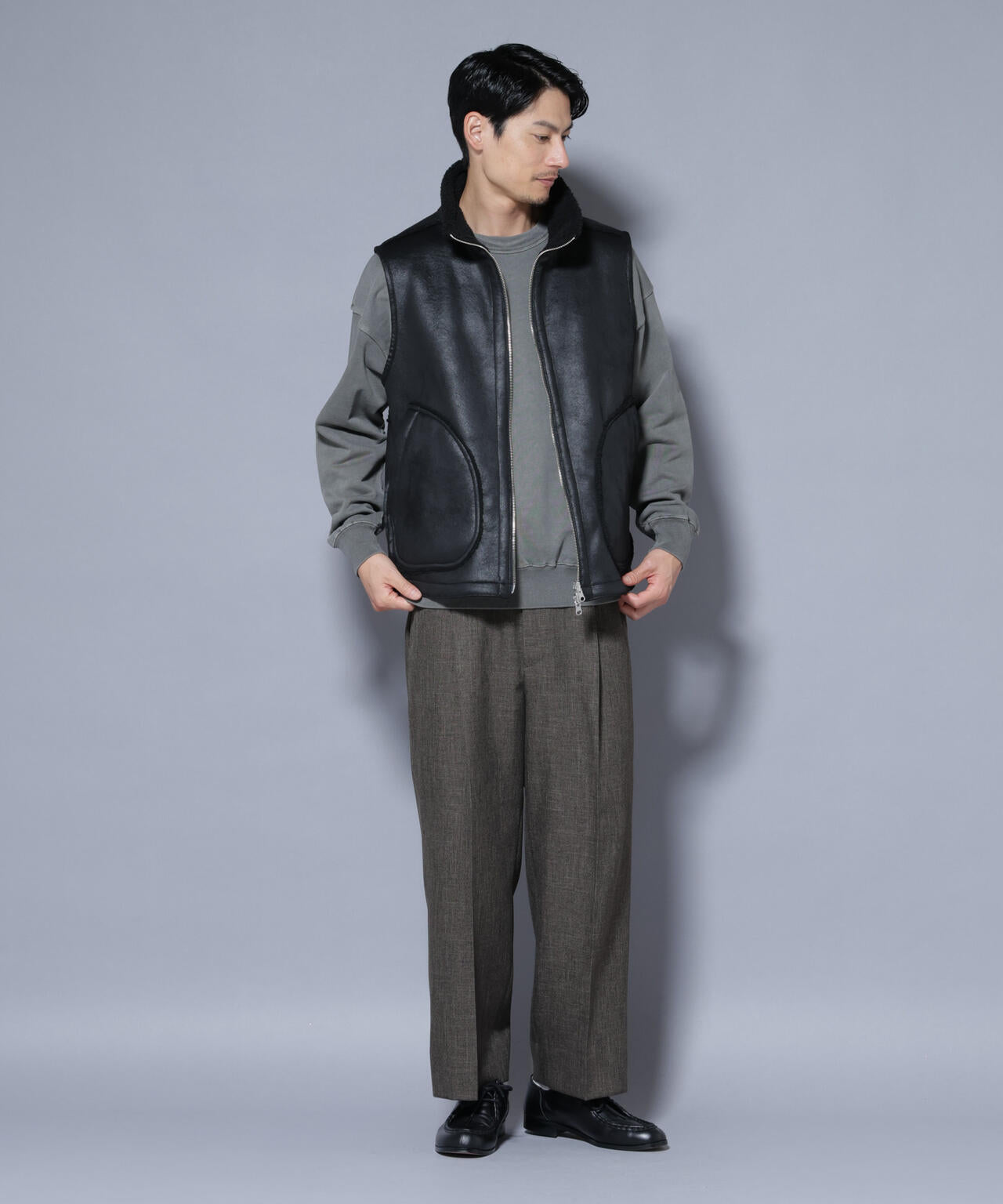 クラックフェイクムートンリバーシブルベスト 6685225203