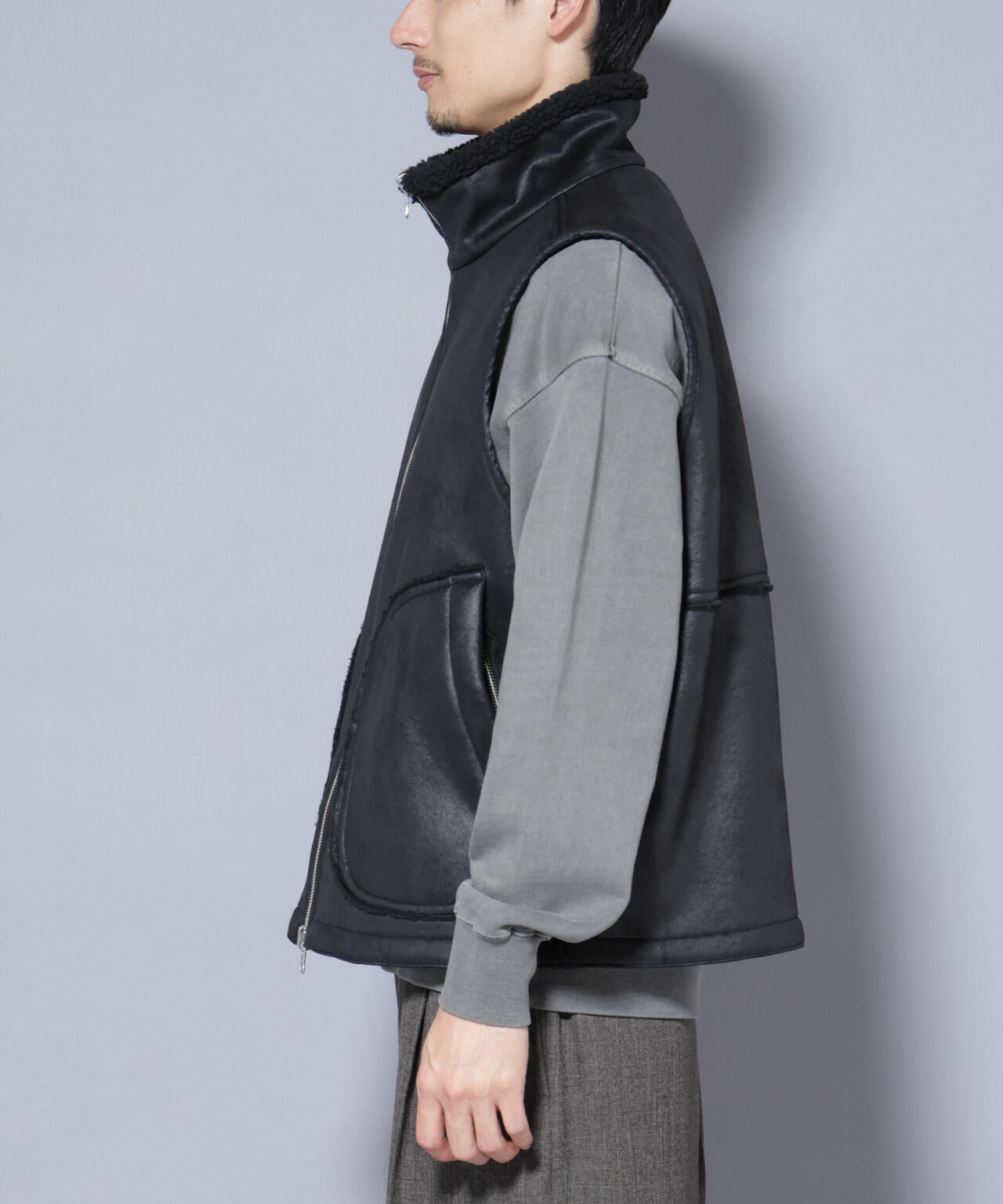 クラックフェイクムートンリバーシブルベスト 6685225203