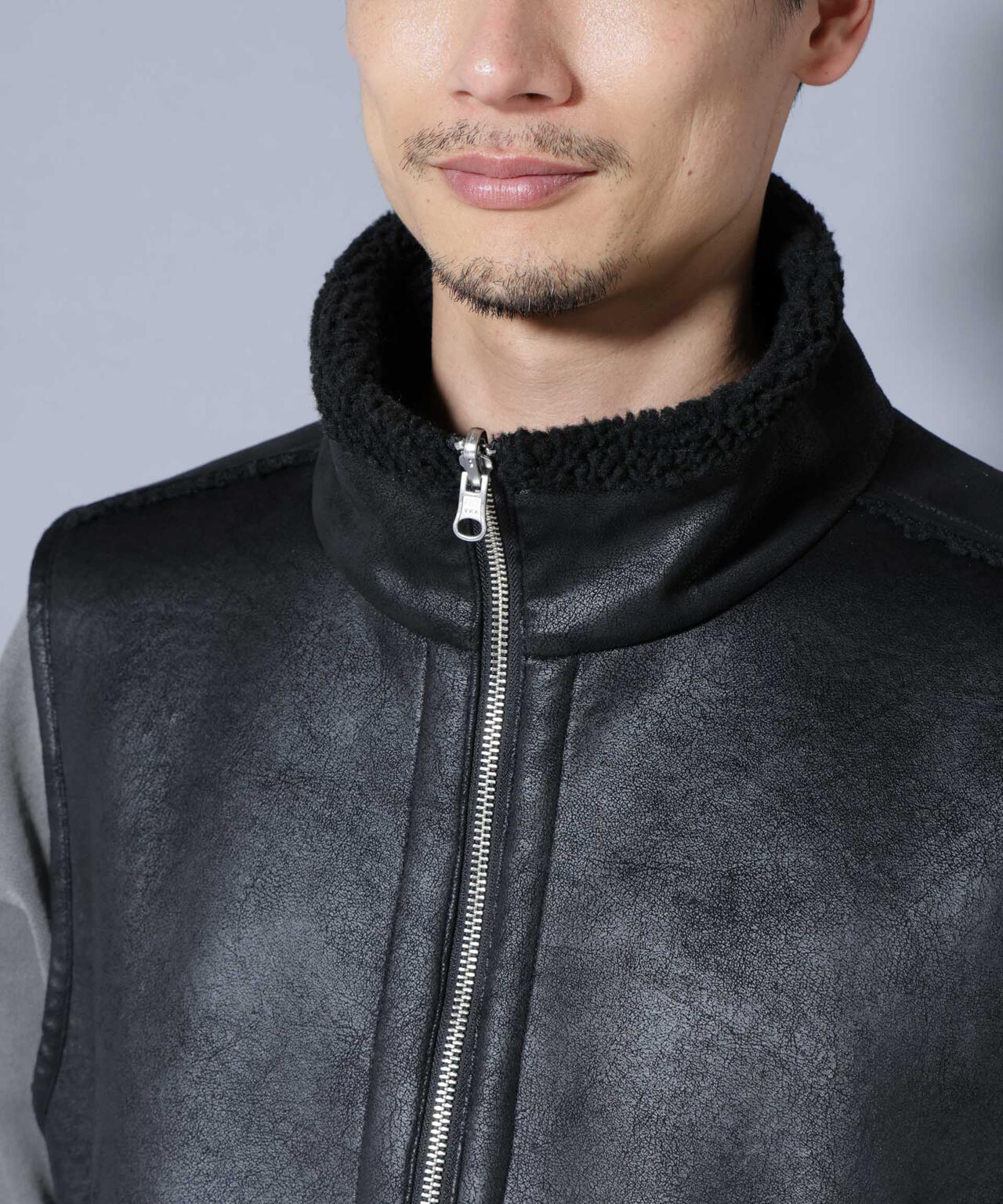 クラックフェイクムートンリバーシブルベスト 6685225203