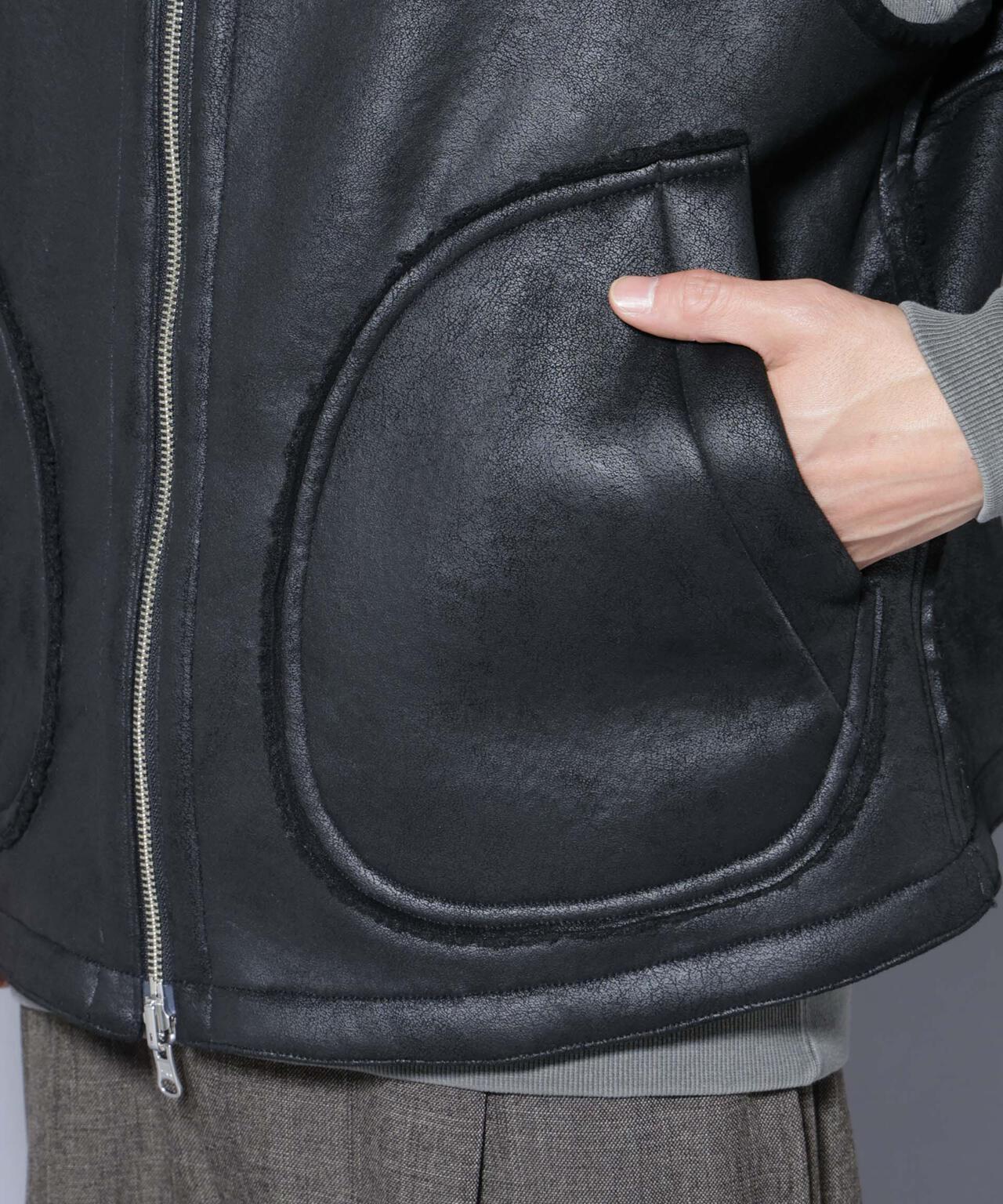 クラックフェイクムートンリバーシブルベスト 6685225203