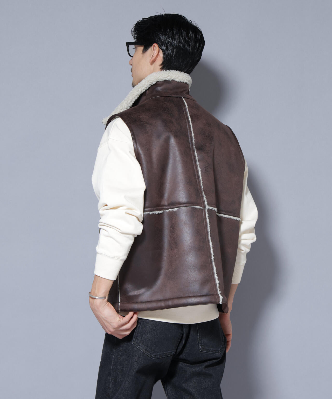 クラックフェイクムートンリバーシブルベスト 6685225203