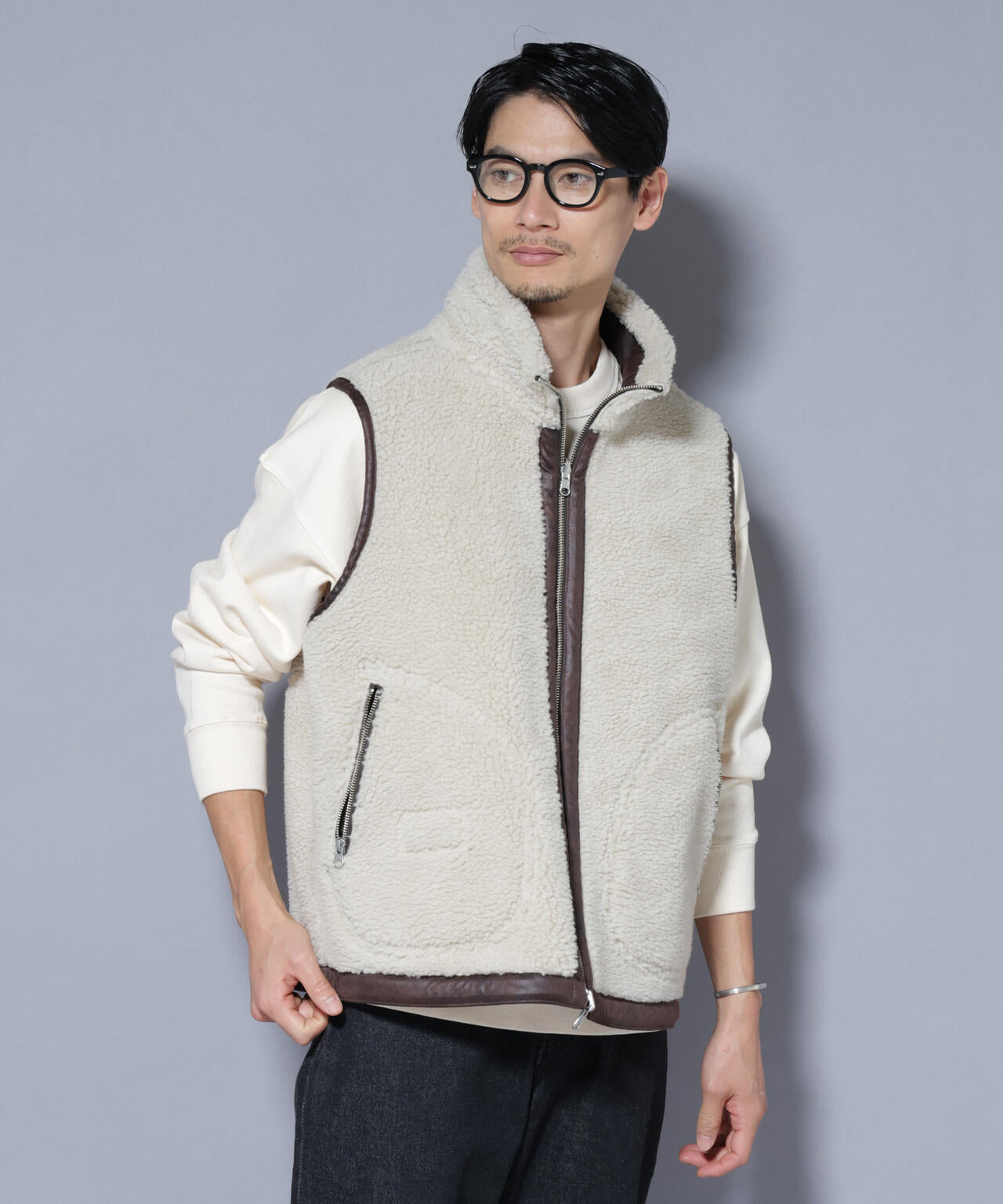 クラックフェイクムートンリバーシブルベスト 6685225203