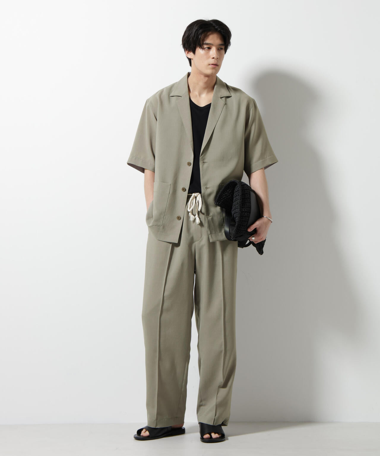 メランジドライイージーテーパードパンツ(セットアップ可) 6685227202