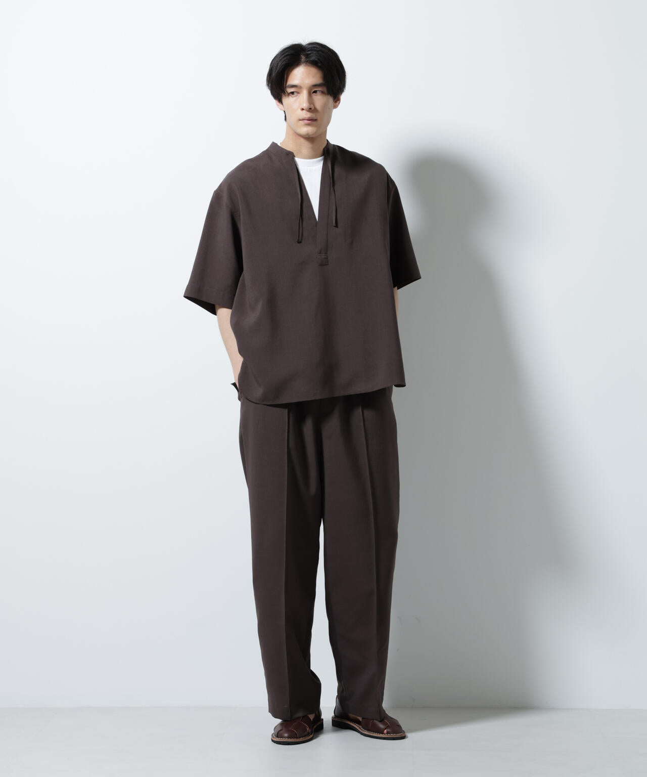 メランジドライイージーテーパードパンツ(セットアップ可) 6685227202