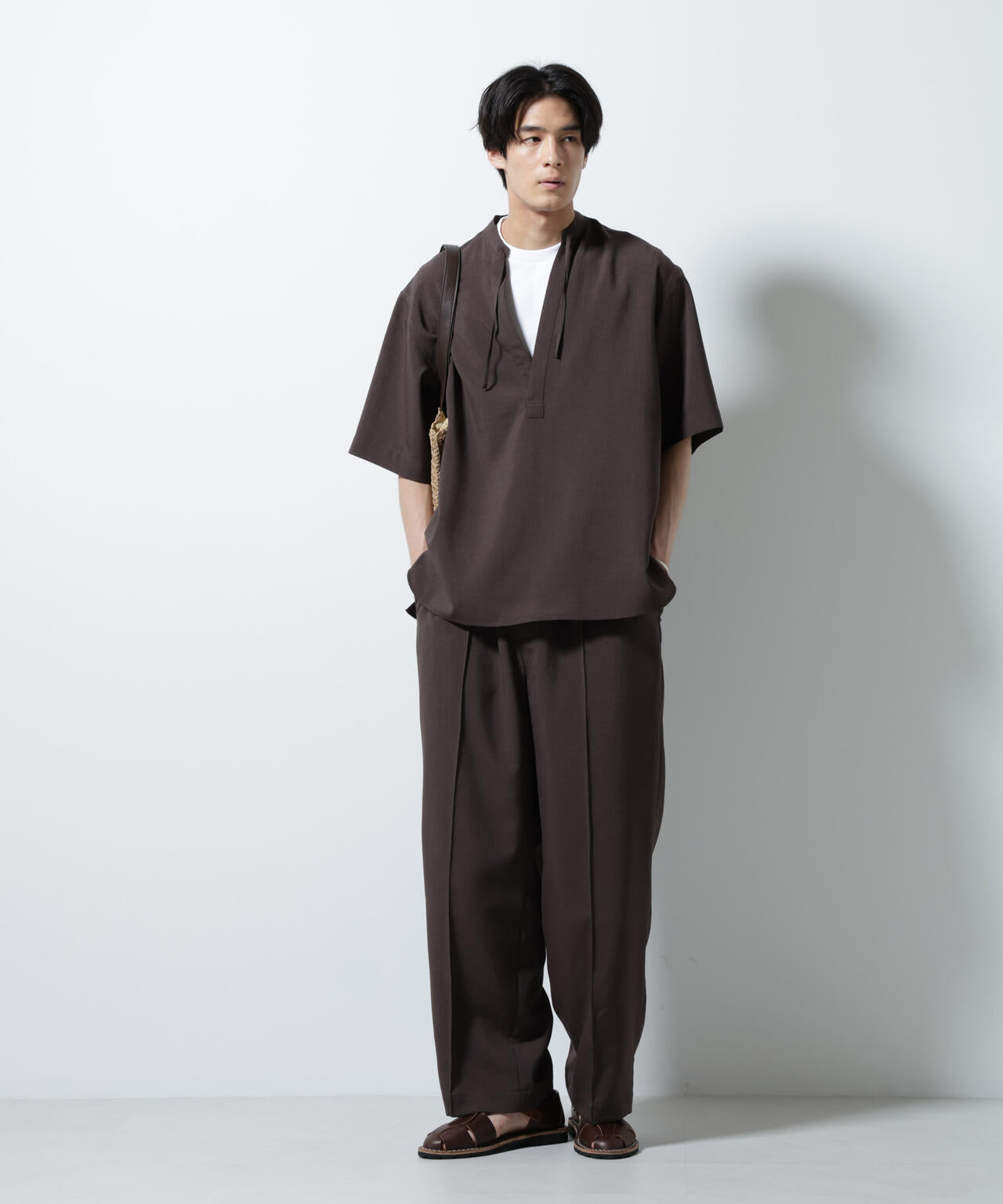 メランジドライイージーテーパードパンツ(セットアップ可) 6685227202
