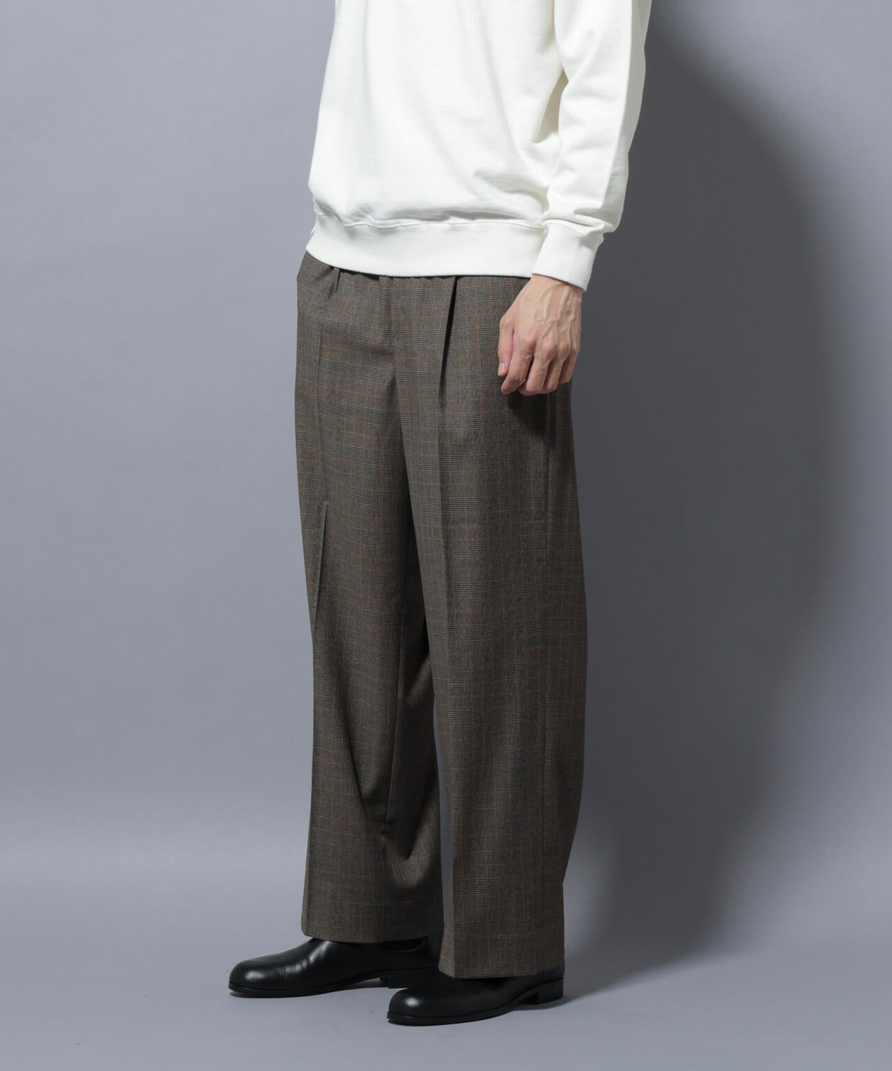 DELEGANTEエアリーサキソニー/CHK/ST ストレートFITパンツ(セットアップ可) 6685227205