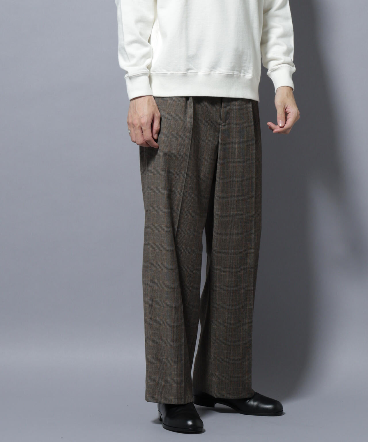 DELEGANTEエアリーサキソニー/CHK/ST ストレートFITパンツ(セットアップ可) 6685227205