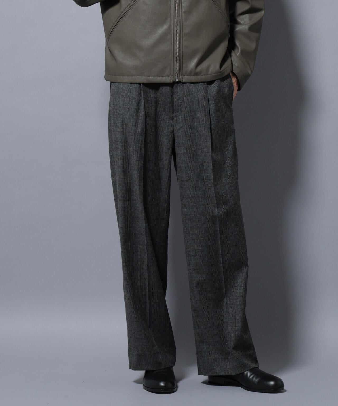 DELEGANTEエアリーサキソニー/CHK/ST ストレートFITパンツ(セットアップ可) 6685227205