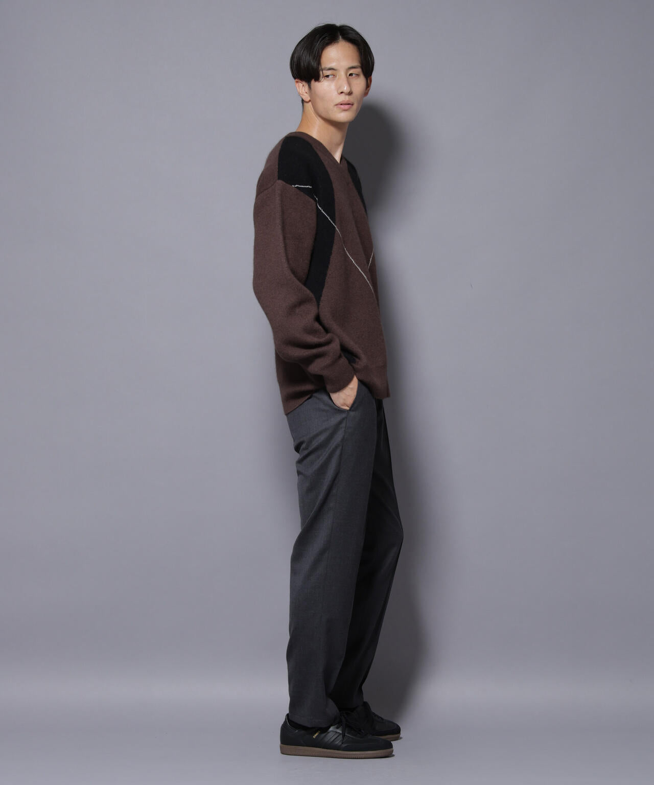 「N JACKET PREMIUM」RENU(R)ウール混洗えるサキソニーパンツ(セットアップ可) 6685229206