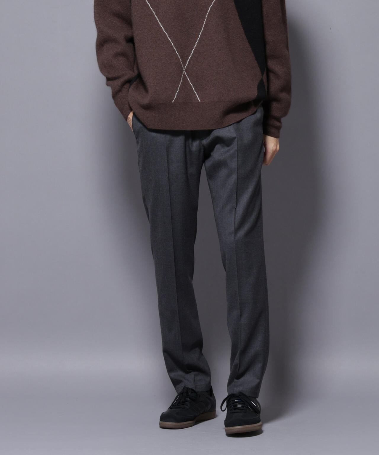 「N JACKET PREMIUM」RENU(R)ウール混洗えるサキソニーパンツ(セットアップ可) 6685229206