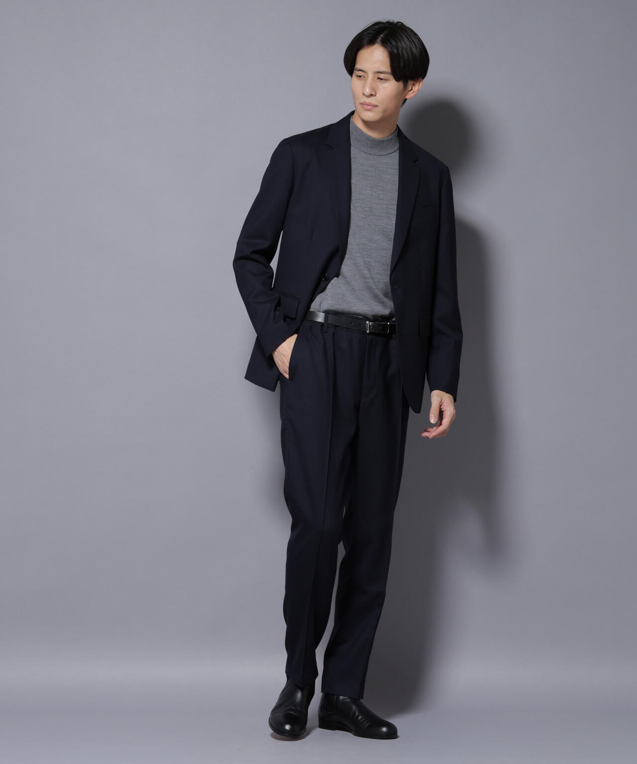 「N JACKET PREMIUM」RENU(R)ウール混洗えるサキソニーパンツ(セットアップ可) 6685229206