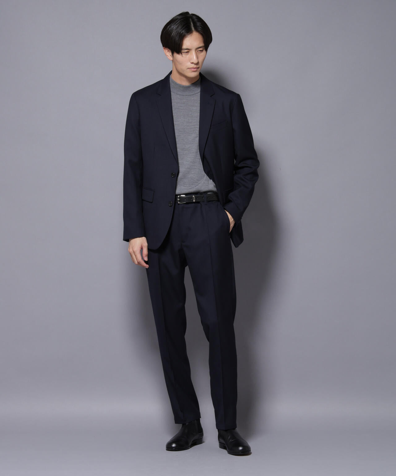 「N JACKET PREMIUM」RENU(R)ウール混洗えるサキソニーパンツ(セットアップ可) 6685229206