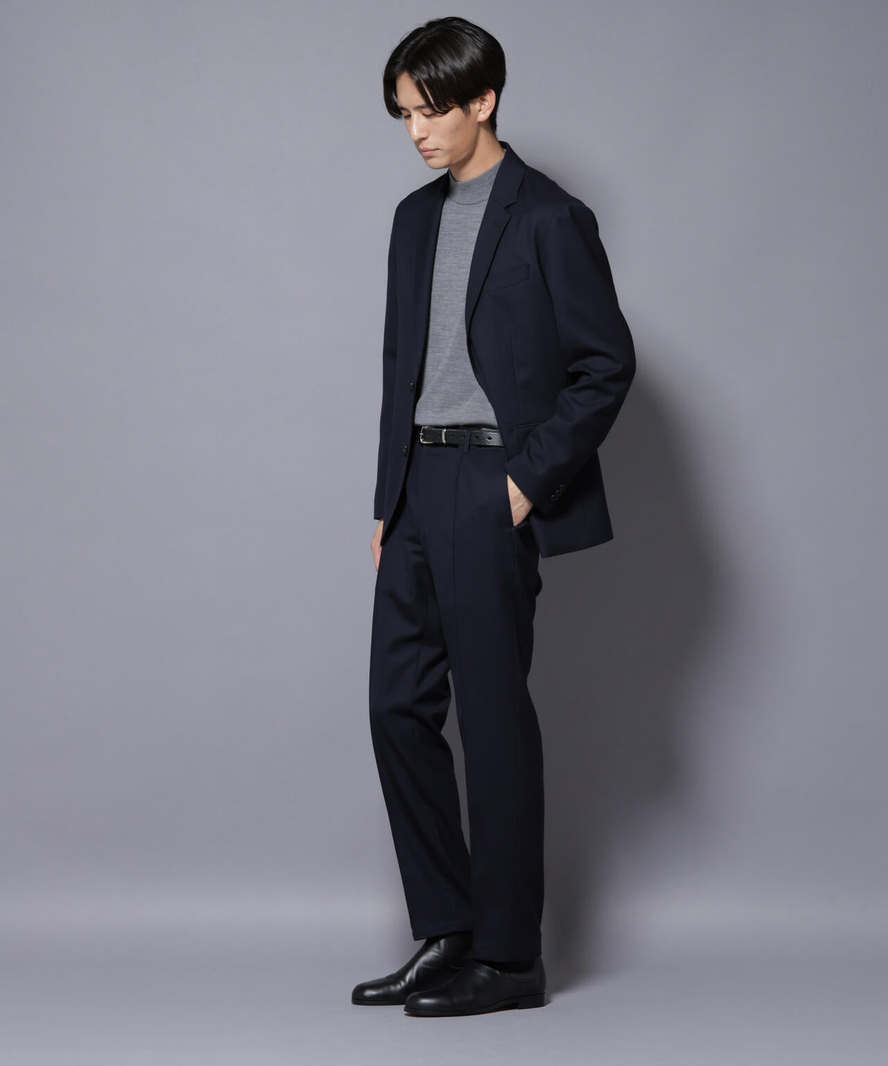 「N JACKET PREMIUM」RENU(R)ウール混洗えるサキソニーパンツ(セットアップ可) 6685229206