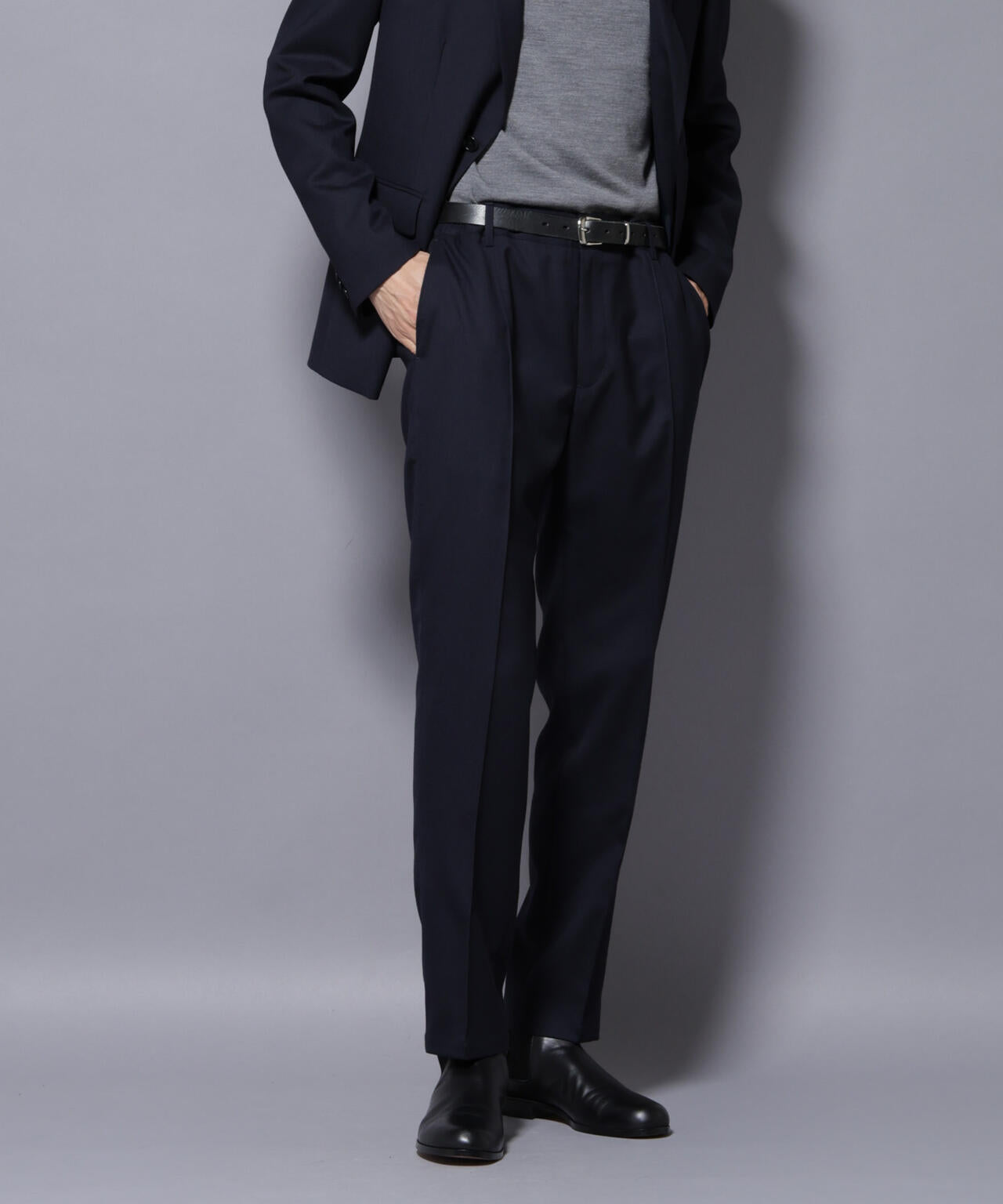 「N JACKET PREMIUM」RENU(R)ウール混洗えるサキソニーパンツ(セットアップ可) 6685229206