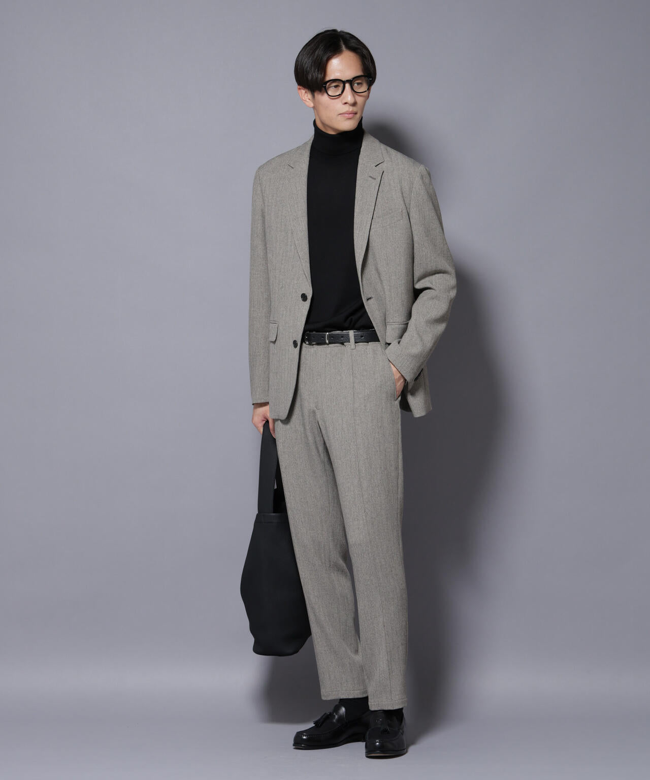 「N TROUSERS BASIC」 洗えるMIXツイードストレッチパンツ(セットアップ可) 6685229207