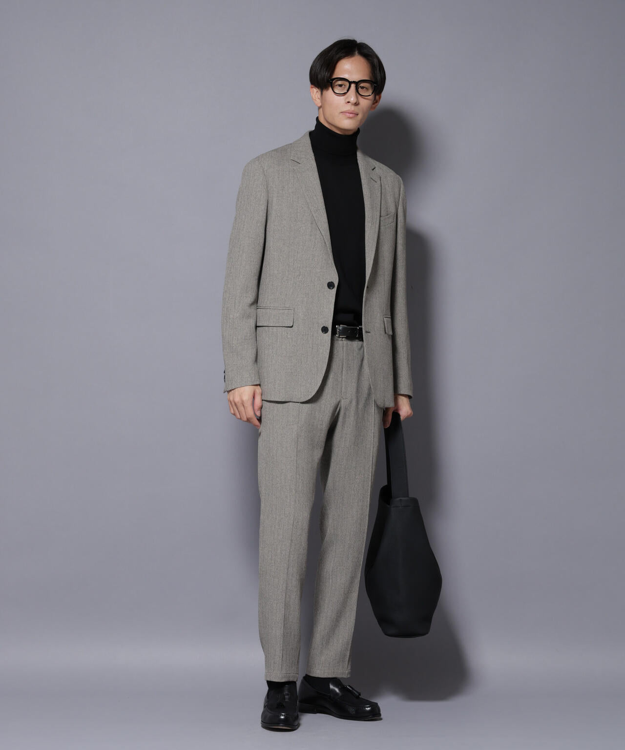 「N TROUSERS BASIC」 洗えるMIXツイードストレッチパンツ(セットアップ可) 6685229207
