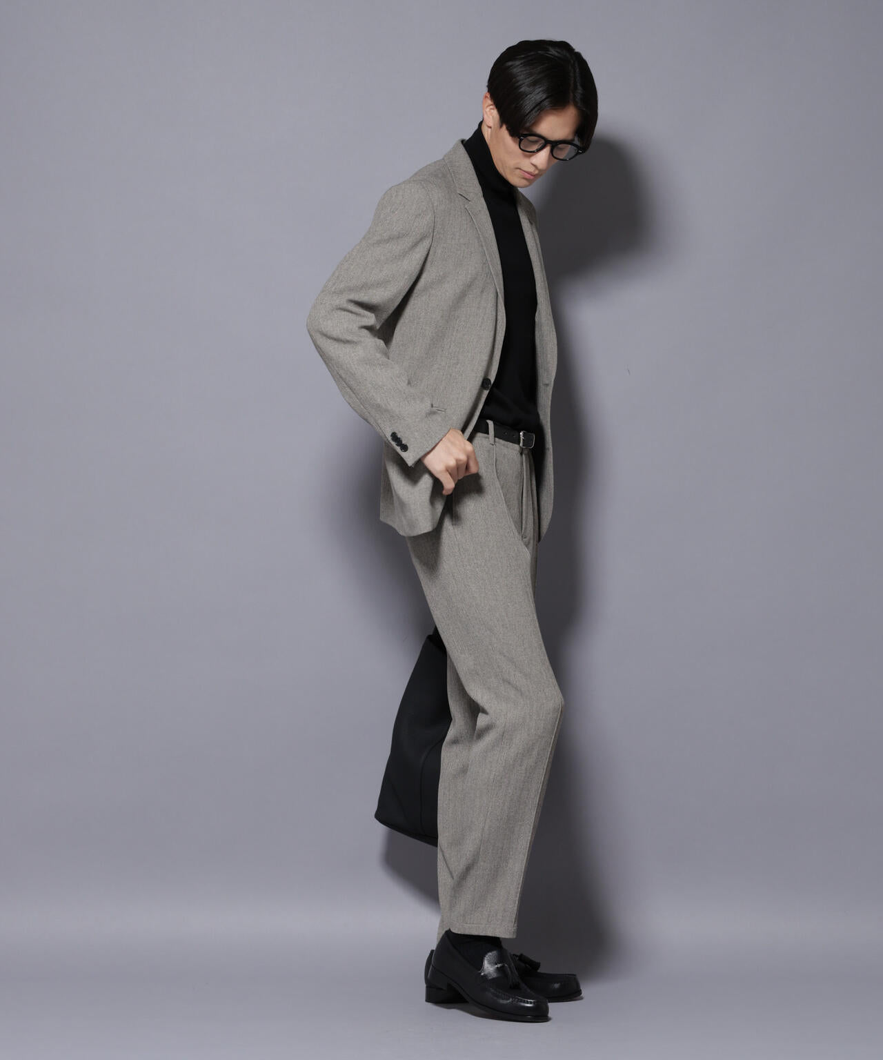 「N TROUSERS BASIC」 洗えるMIXツイードストレッチパンツ(セットアップ可) 6685229207