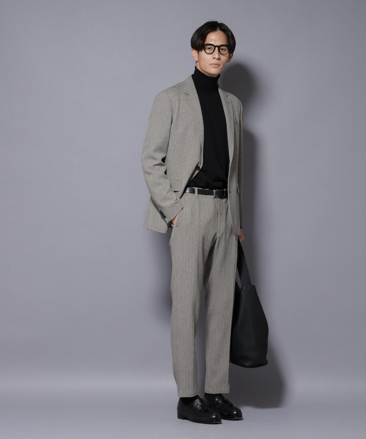 「N TROUSERS BASIC」 洗えるMIXツイードストレッチパンツ(セットアップ可) 6685229207