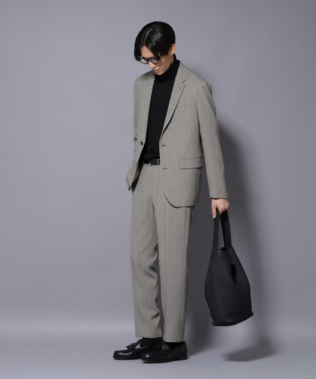 「N TROUSERS BASIC」 洗えるMIXツイードストレッチパンツ(セットアップ可) 6685229207