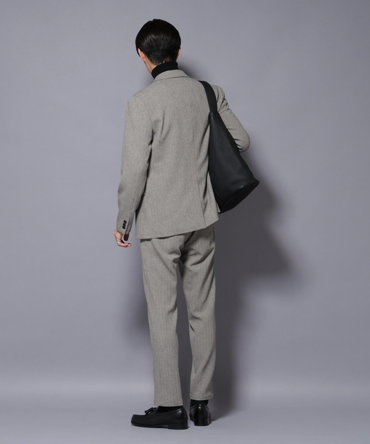 「N TROUSERS BASIC」 洗えるMIXツイードストレッチパンツ(セットアップ可) 6685229207
