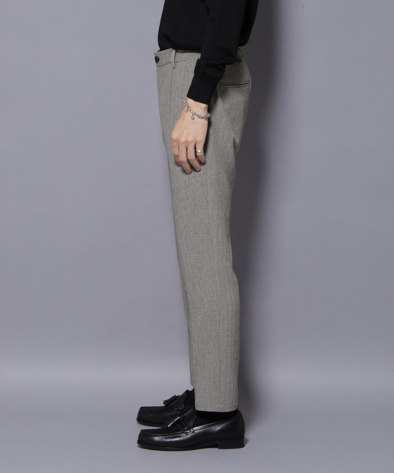 「N TROUSERS BASIC」 洗えるMIXツイードストレッチパンツ(セットアップ可) 6685229207