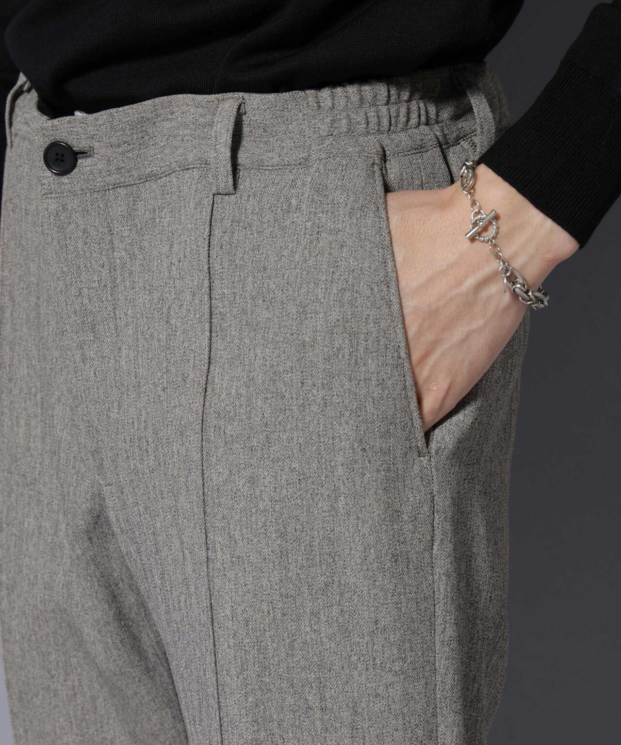 「N TROUSERS BASIC」 洗えるMIXツイードストレッチパンツ(セットアップ可) 6685229207