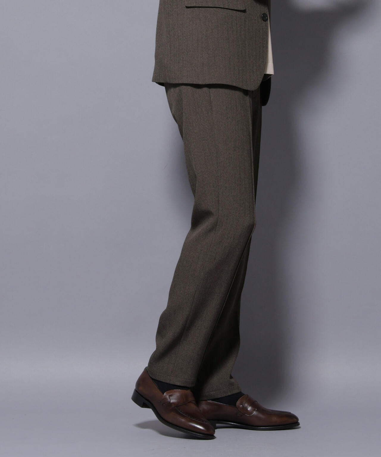 「N TROUSERS BASIC」 洗えるMIXツイードストレッチパンツ(セットアップ可) 6685229207