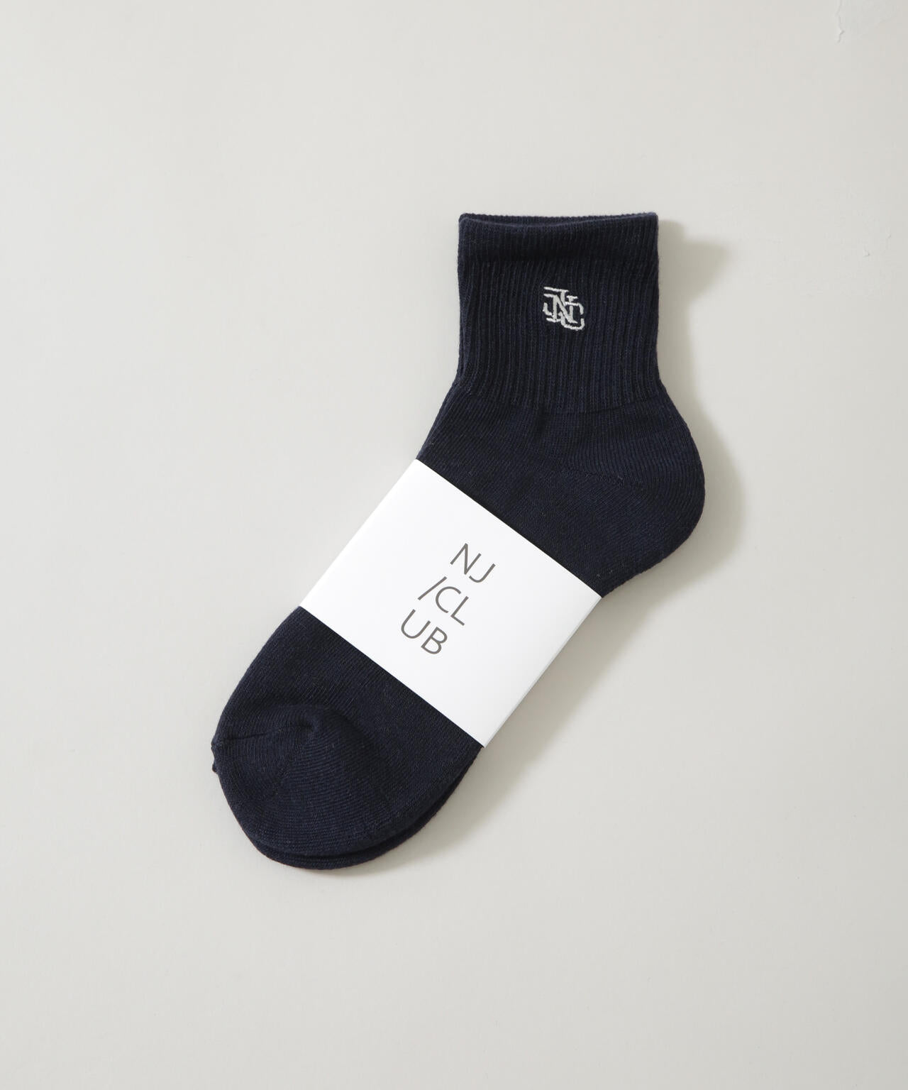 「NJ/CLUB」 クォーターリブロゴ刺繍ソックス 6685251202