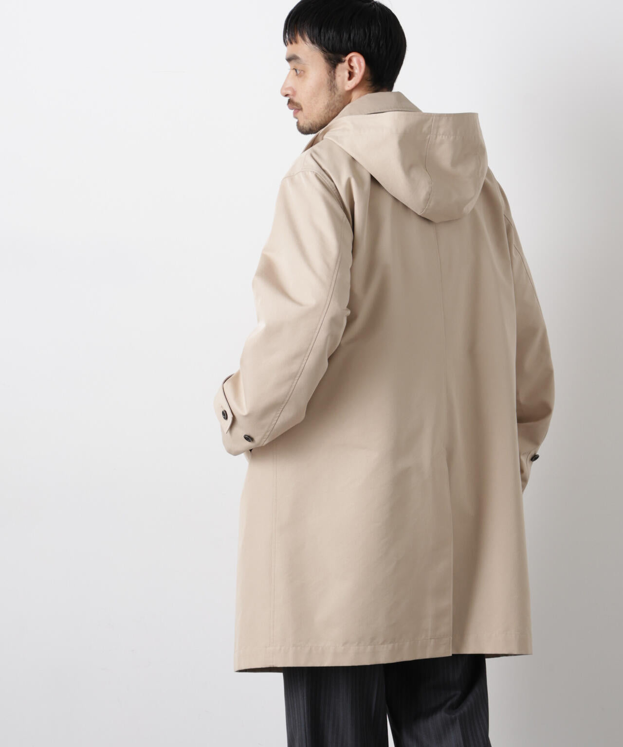 フーデッドステンカラーコート「WARP PRINT」ライニング 6686111202