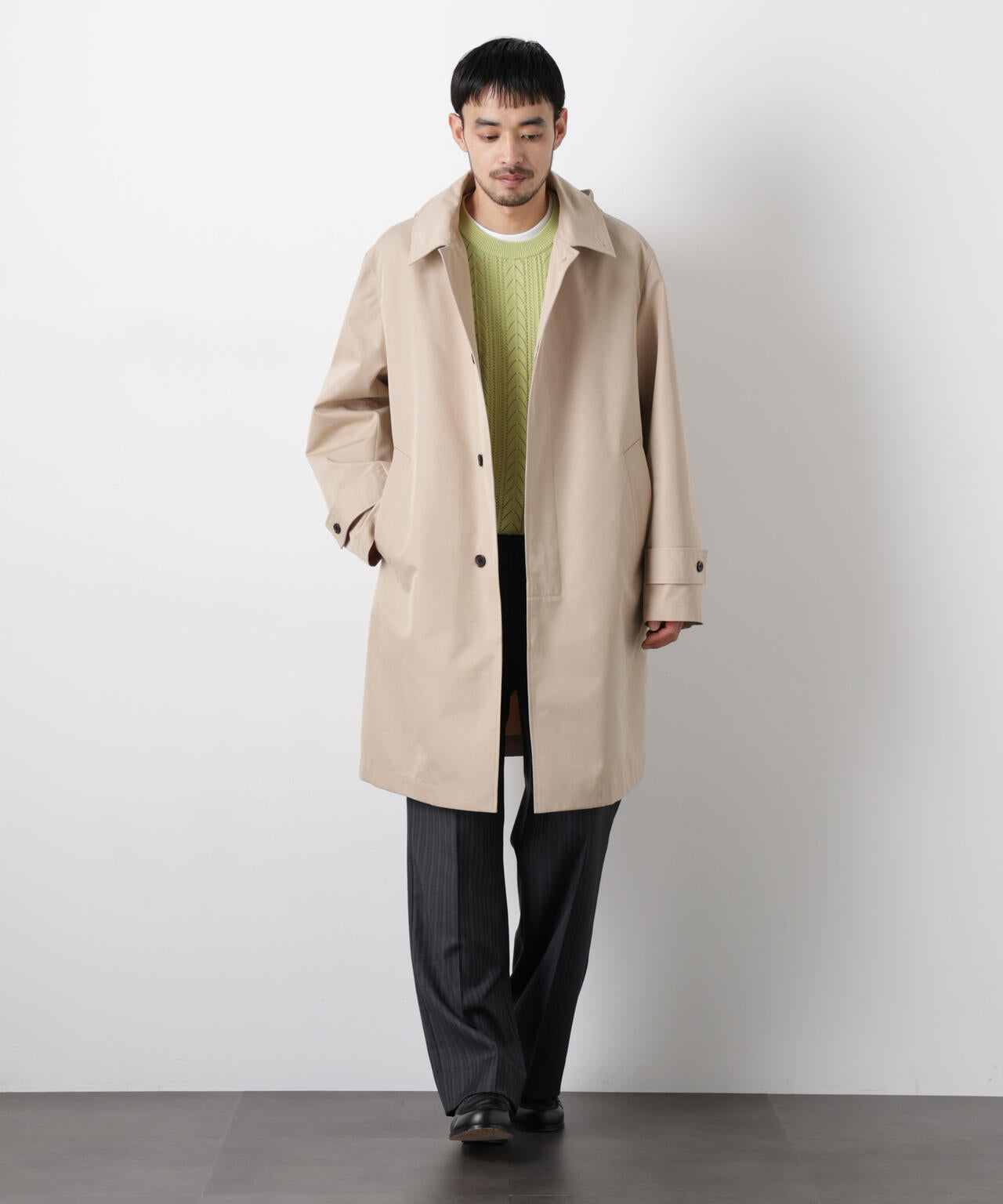 フーデッドステンカラーコート「WARP PRINT」ライニング 6686111202