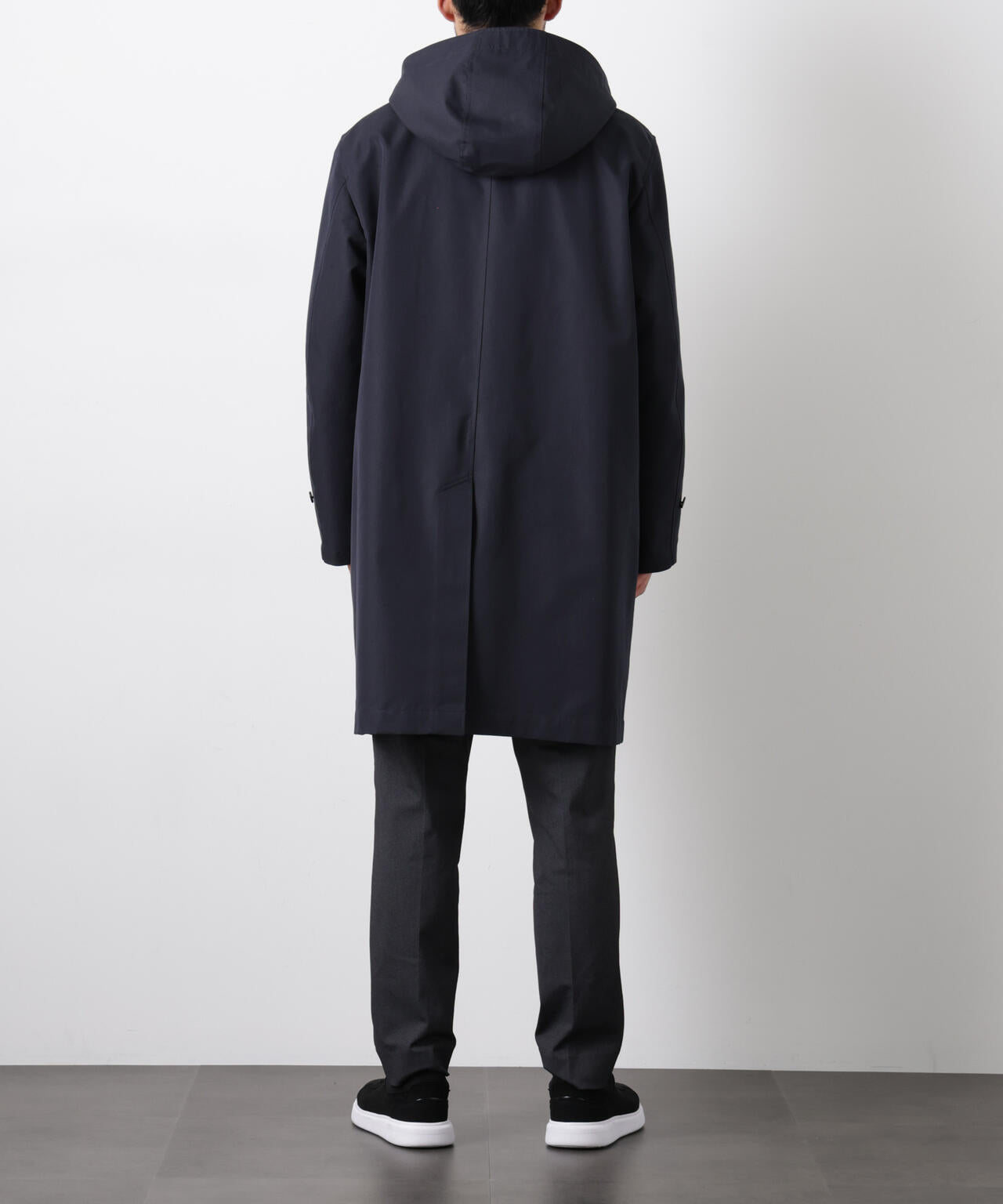 フーデッドステンカラーコート「WARP PRINT」ライニング 6686111202