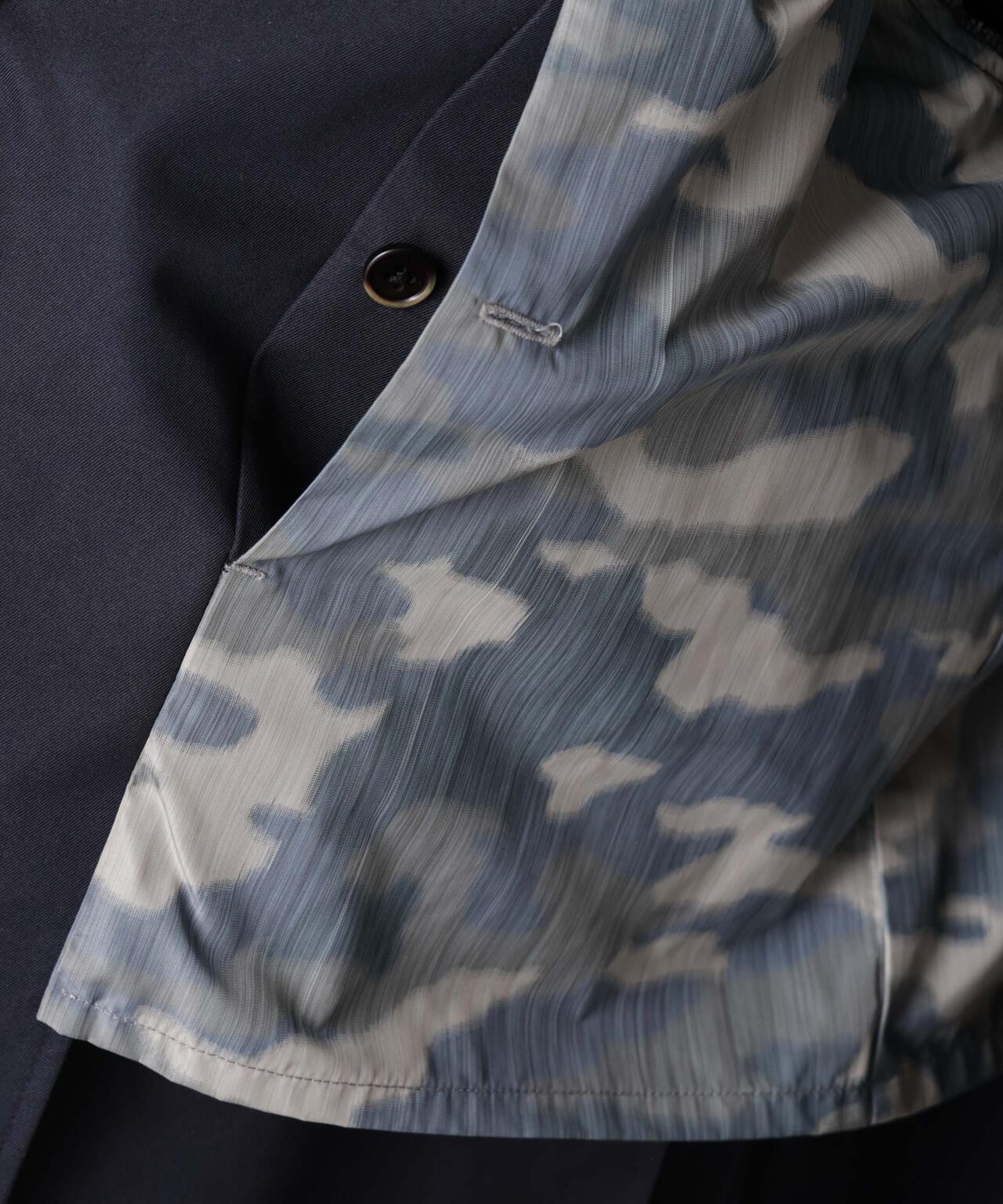 フーデッドステンカラーコート「WARP PRINT」ライニング 6686111202