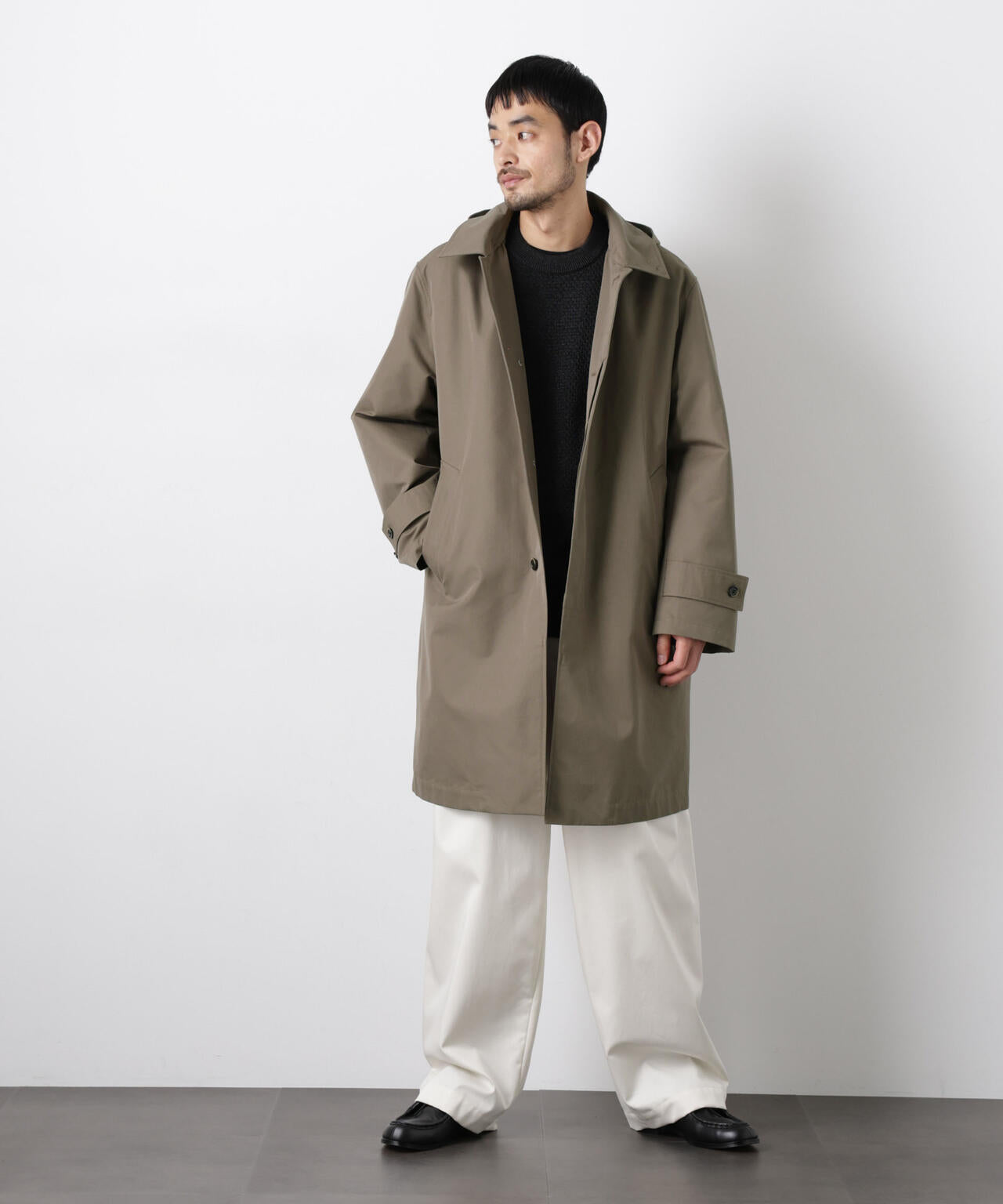 フーデッドステンカラーコート「WARP PRINT」ライニング 6686111202