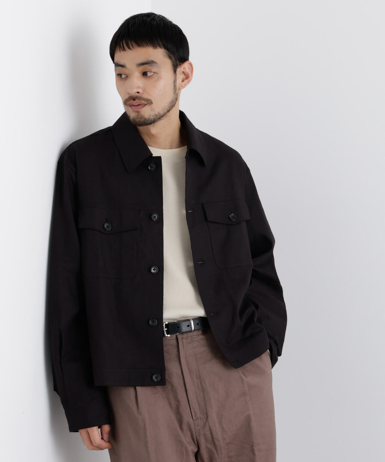 「FRENCH LINEN」リネンコットンシャツブルゾン 6686112202