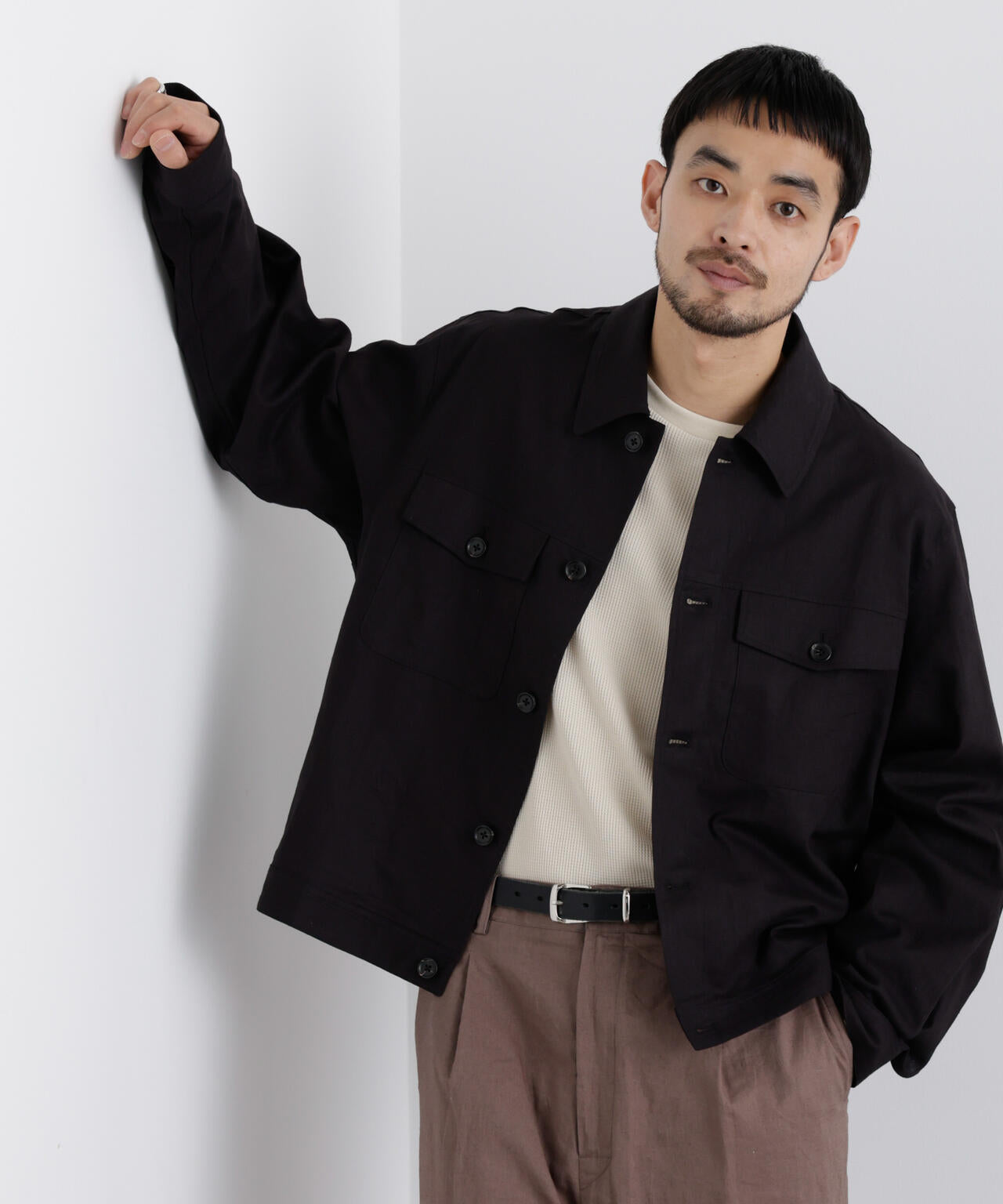 「FRENCH LINEN」リネンコットンシャツブルゾン 6686112202