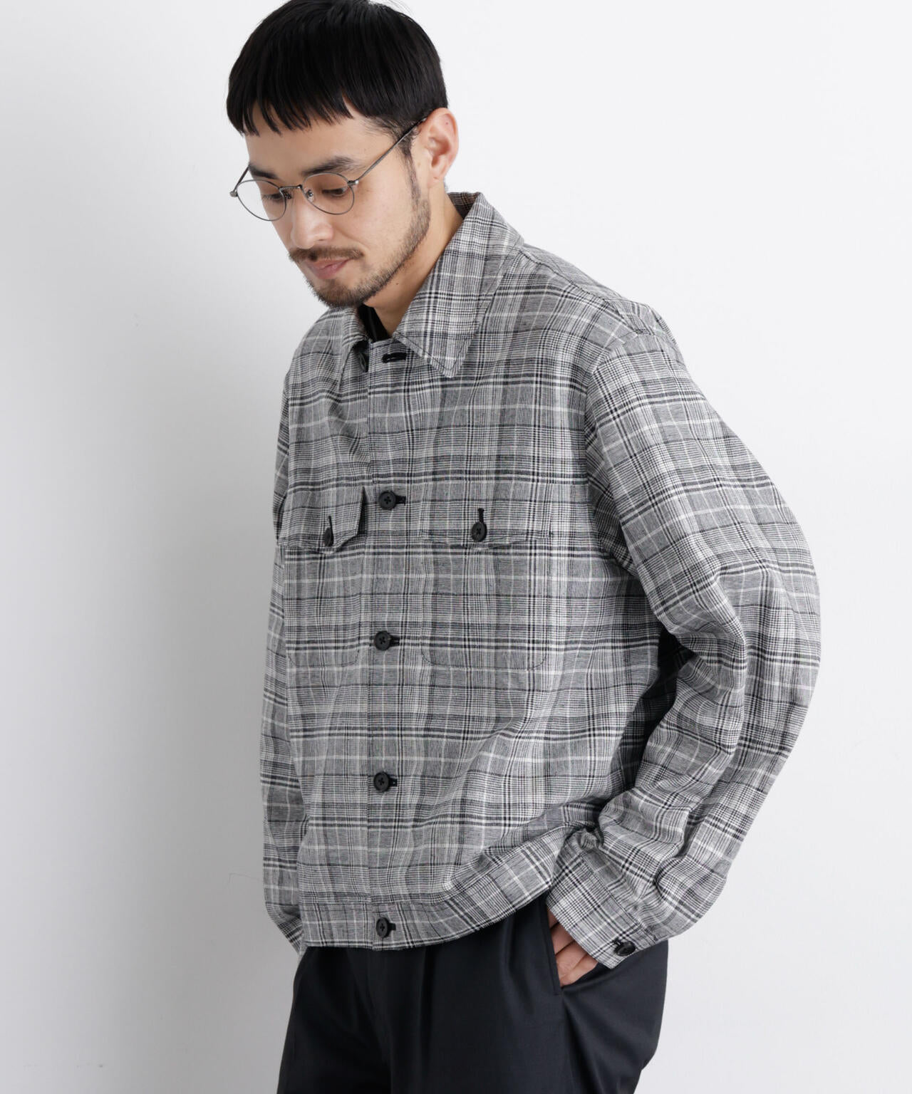 「FRENCH LINEN」リネンコットンシャツブルゾン 6686112202