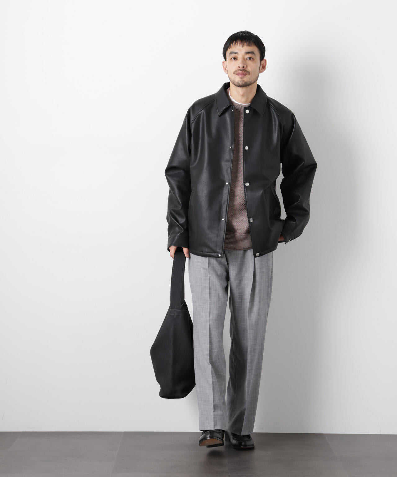 フェイクレザーリラックスコーチジャケット 6686112210