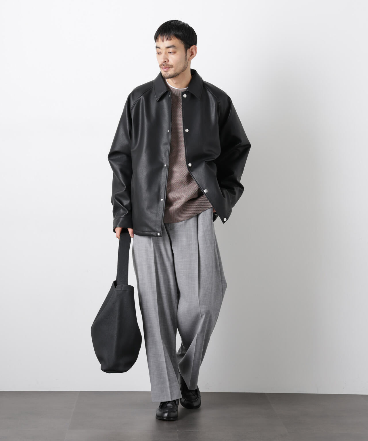 フェイクレザーリラックスコーチジャケット 6686112210