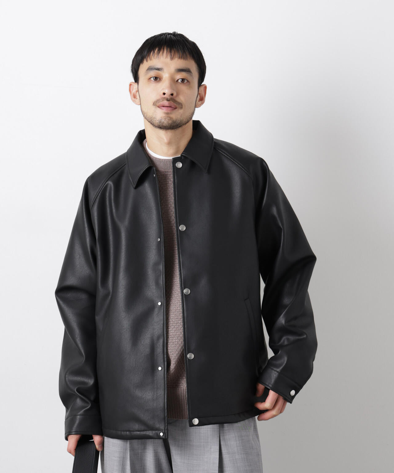 フェイクレザーリラックスコーチジャケット 6686112210