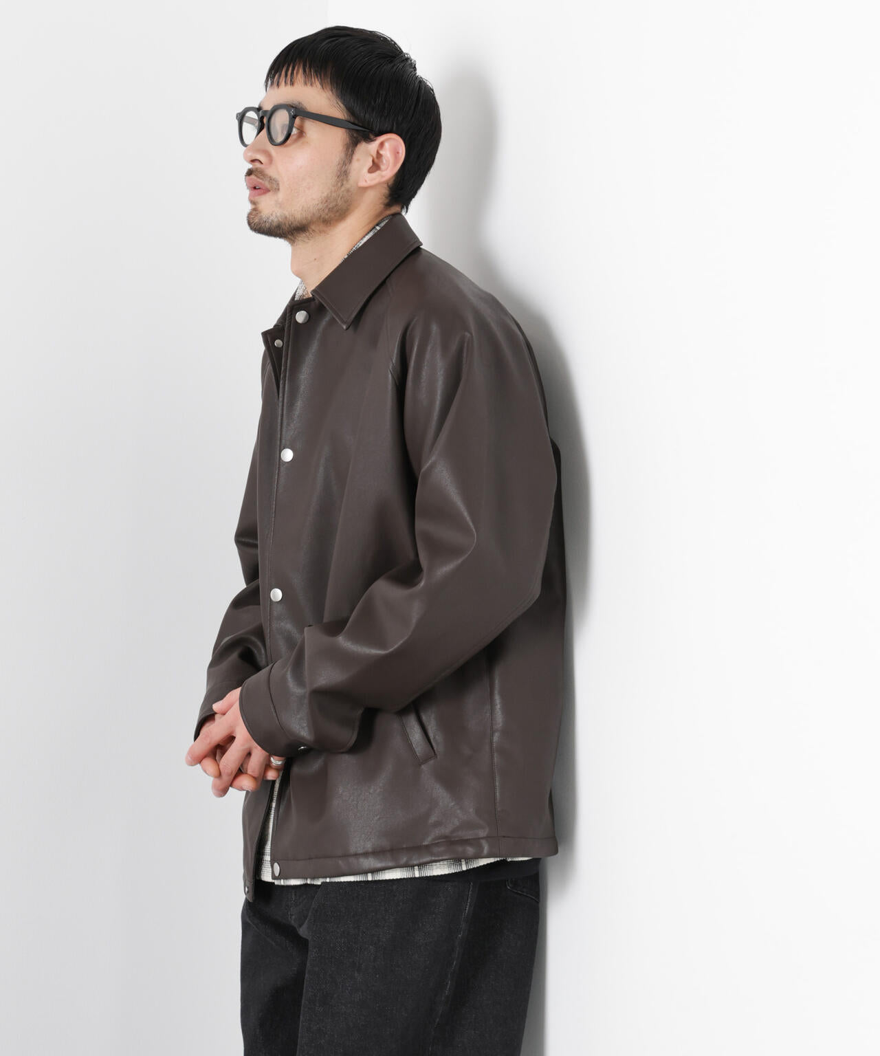 フェイクレザーリラックスコーチジャケット 6686112210
