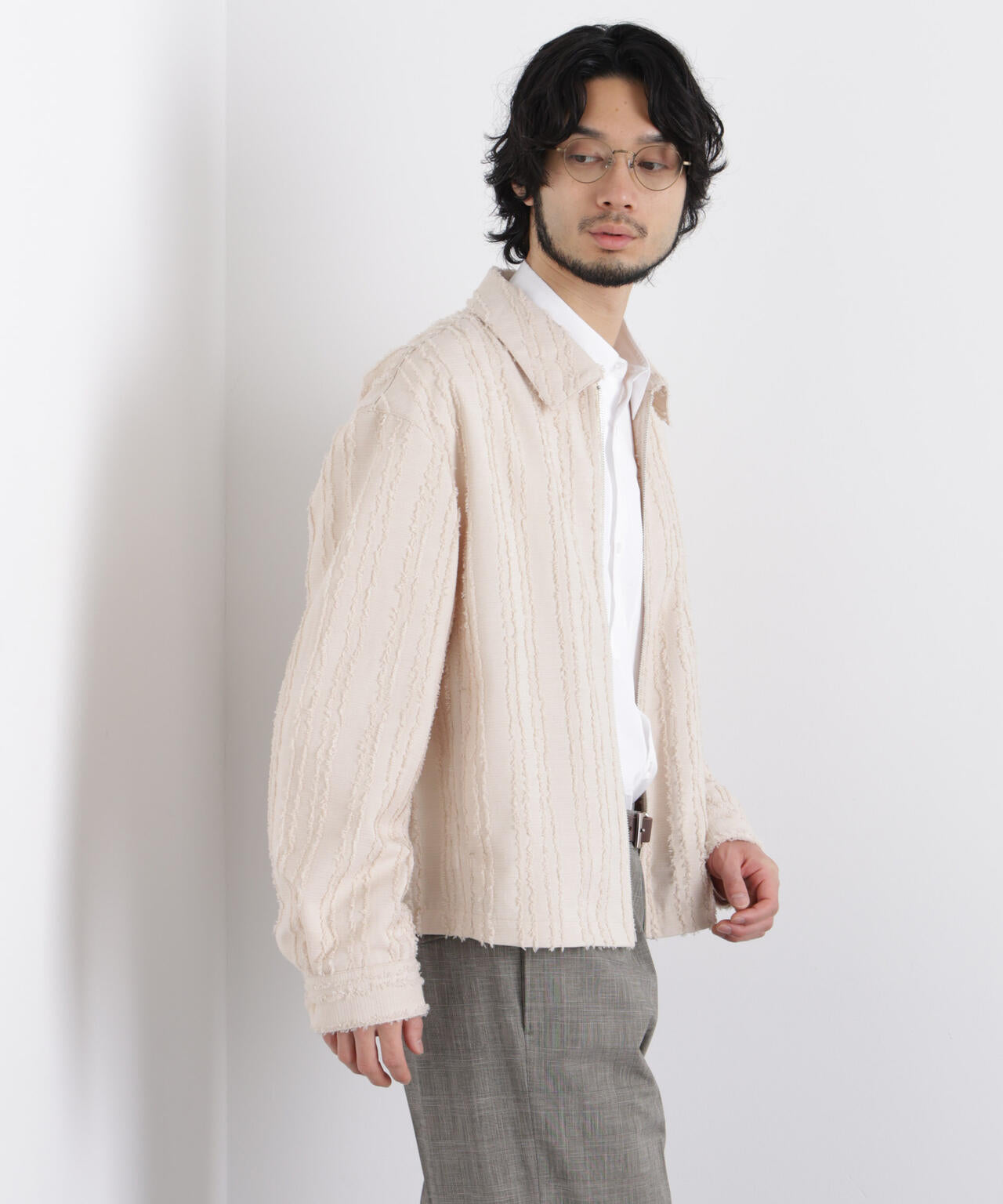 「ASSEMBLANC」カットレースフリンジブルゾン 6686112212