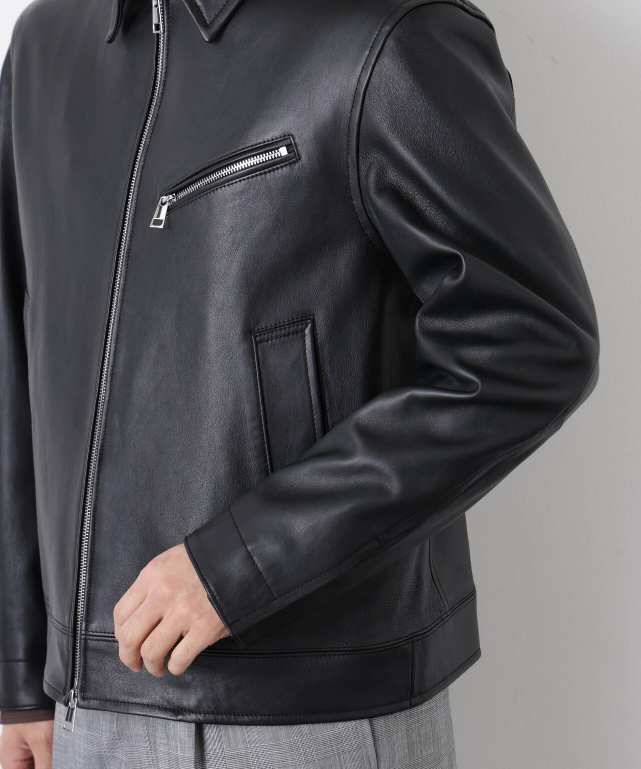 ラムナッパレザーライダースジャケット 6686113201