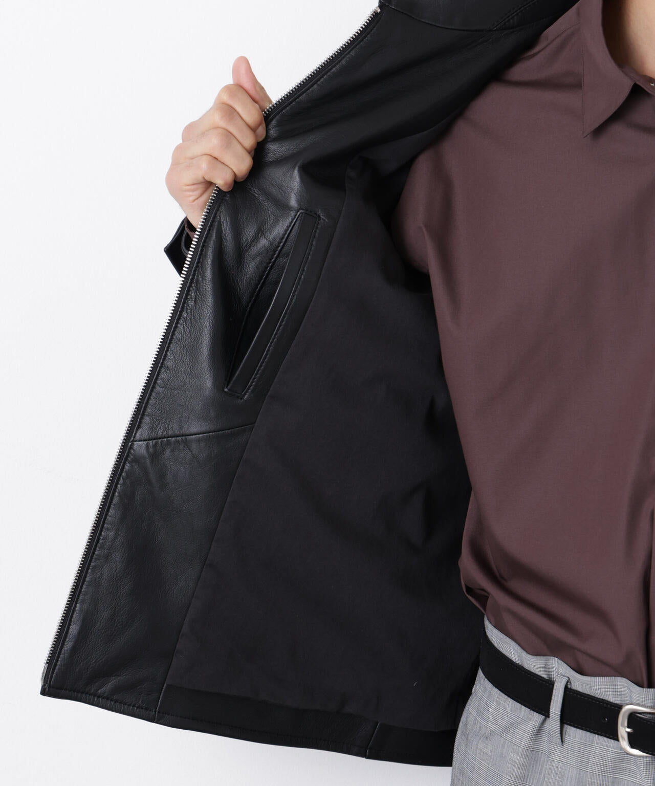 ラムナッパレザーライダースジャケット 6686113201