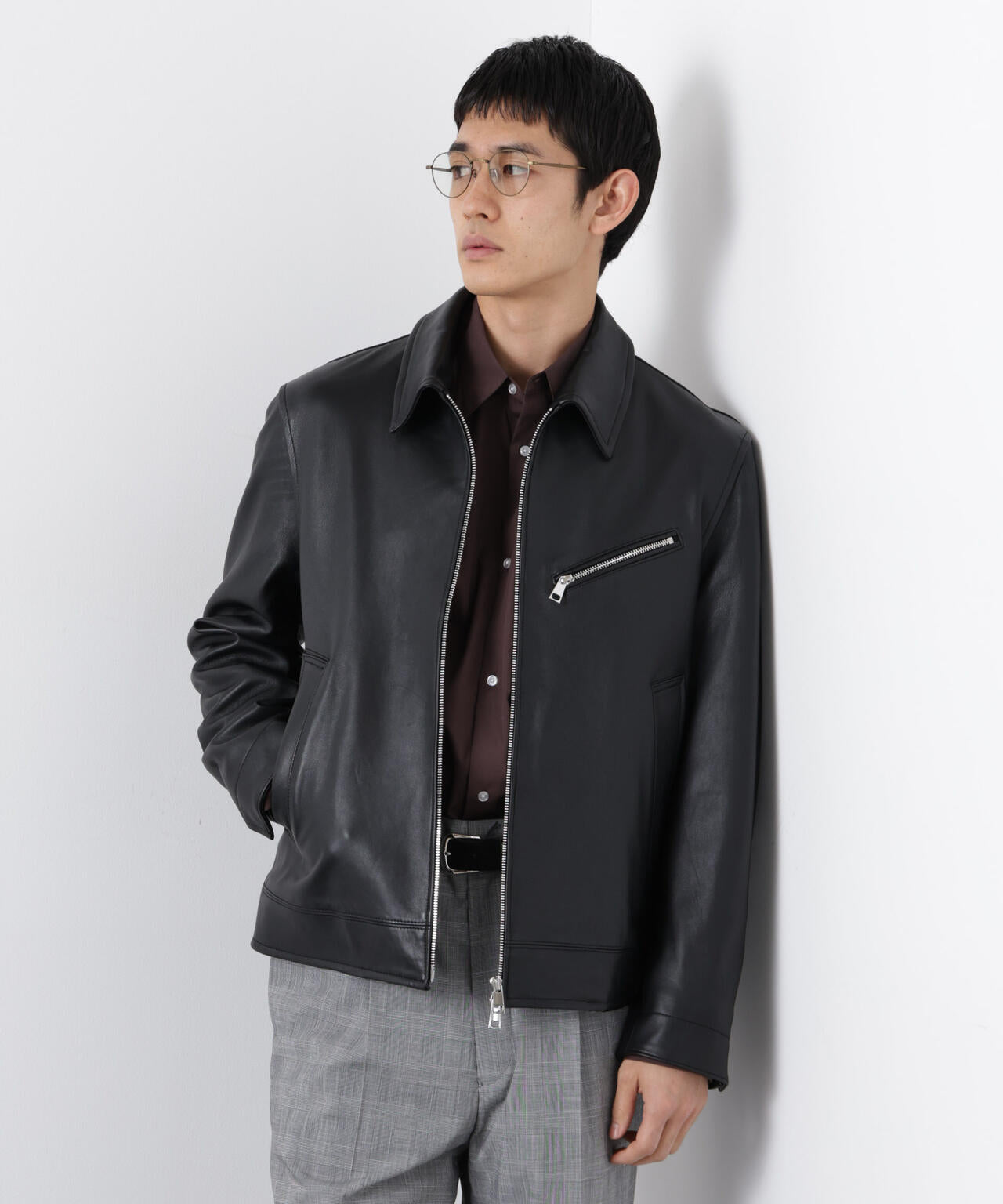 ラムナッパレザーライダースジャケット 6686113201