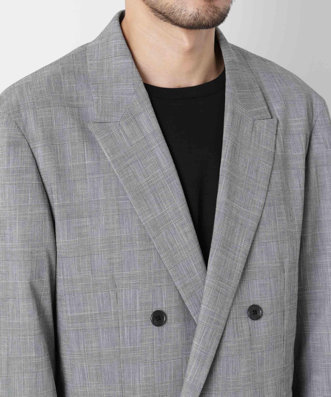 グレンチェックダブルブレストジャケット(セットアップ可) 6686116202