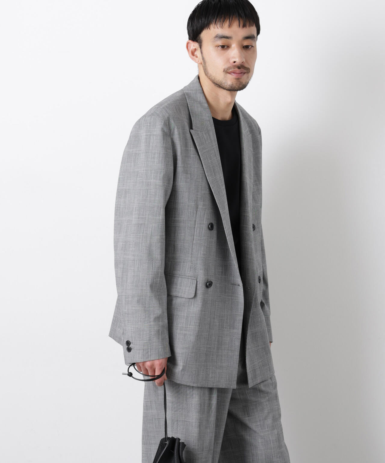 グレンチェックダブルブレストジャケット(セットアップ可) 6686116202