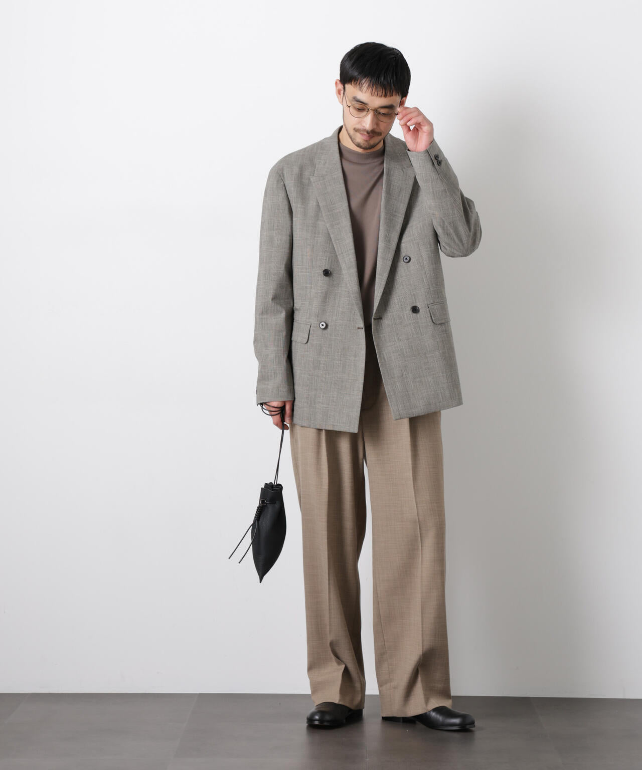 グレンチェックダブルブレストジャケット(セットアップ可) 6686116202