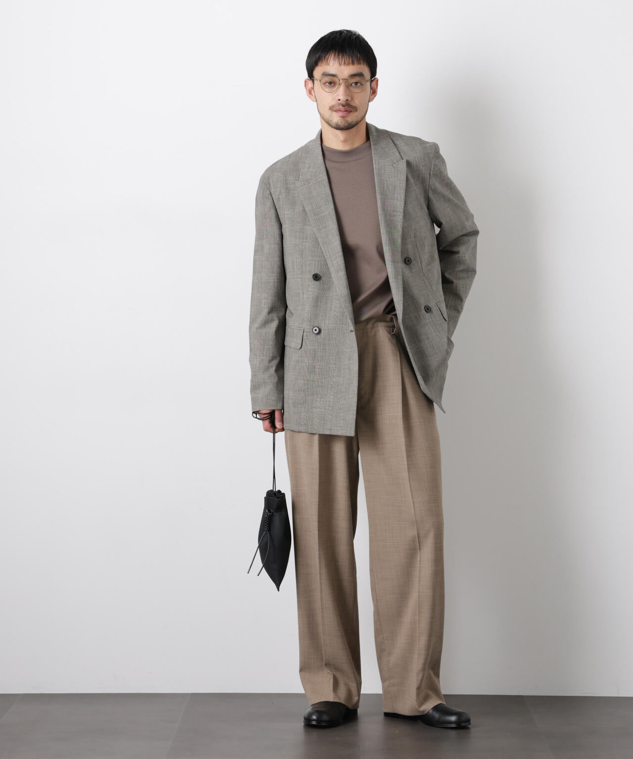 グレンチェックダブルブレストジャケット(セットアップ可) 6686116202